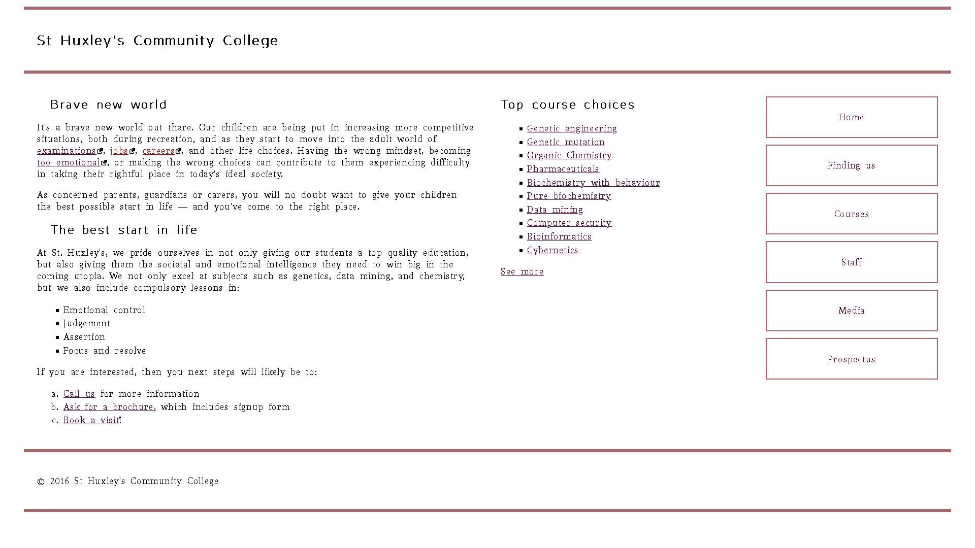 Result screenshot of "school_homepage" project